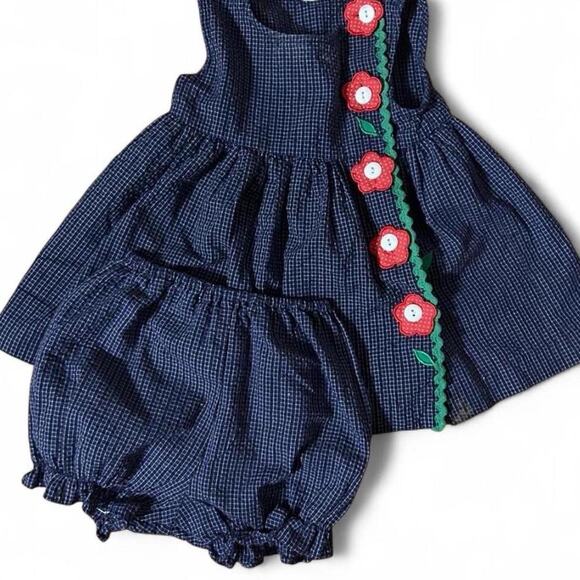 Set of two adorable vintage 2m dresses and bloomers set baby girl - Picture 3 of 5